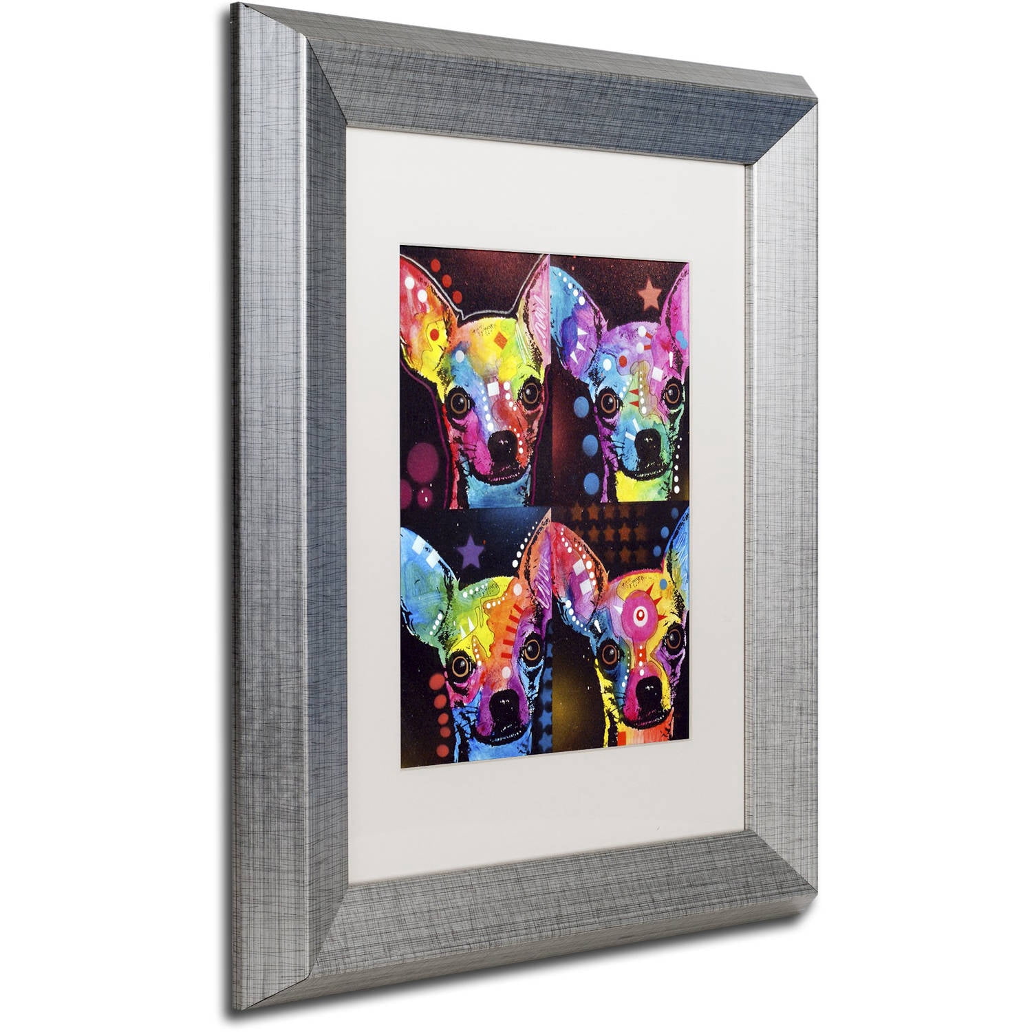 Trademark Fine Art "Chihuahua 4x" Canvas Art by Dean Russo, White Matte, Silver Frame