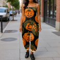 thumbnail image 4 of Evdexr Womens Halloween Jumpsuits 2026 Ghost Jack O Lantern Pumpkin Graphic Overalls Sleeveless Wide Leg Scoop Neck Rompers Casusl Lightweight Costumes with Pockets 2XL, 4 of 5