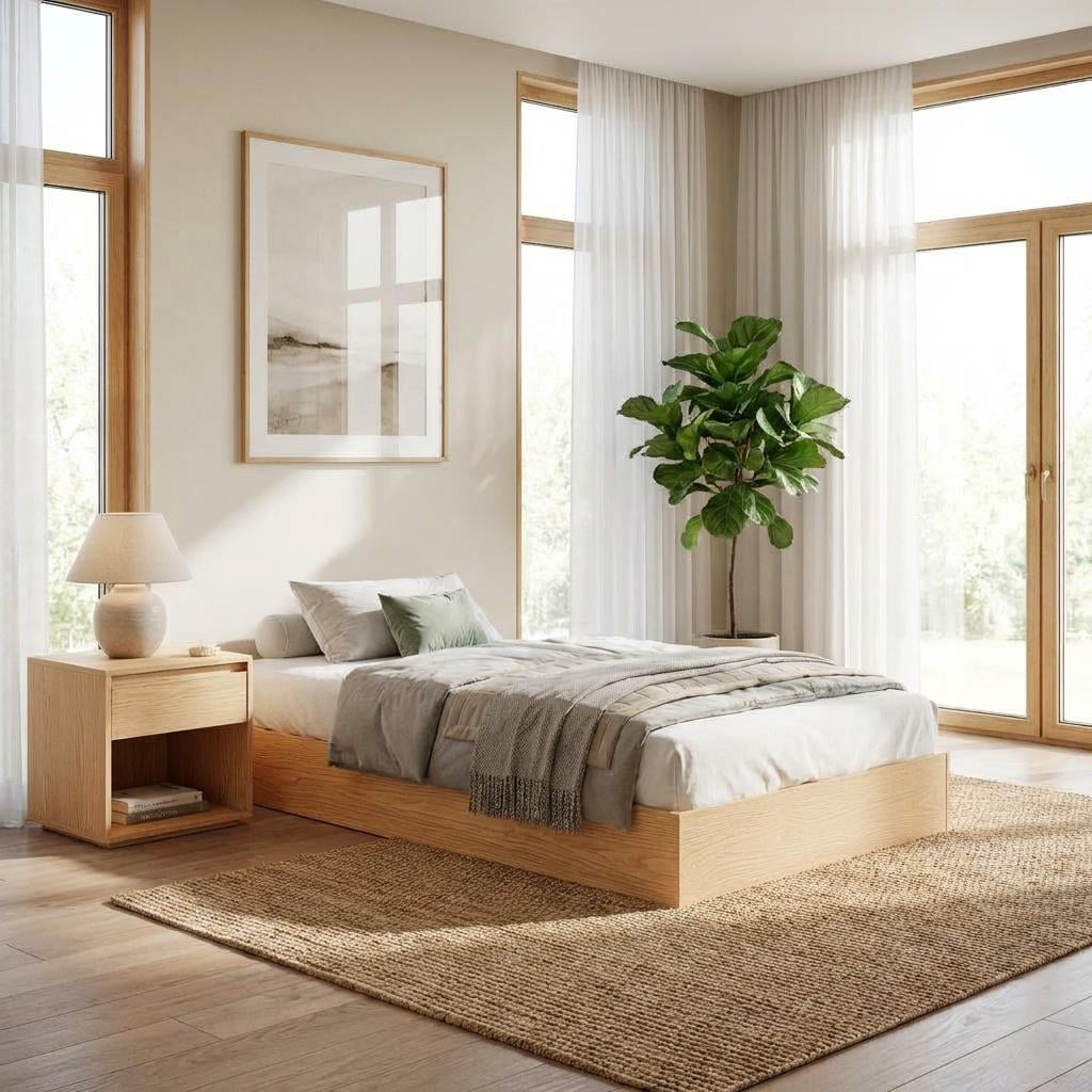 CazToi Twin Size Wood Platform Bed Frame No Headboard Design with Wood Slat Support No Box Spring Needed