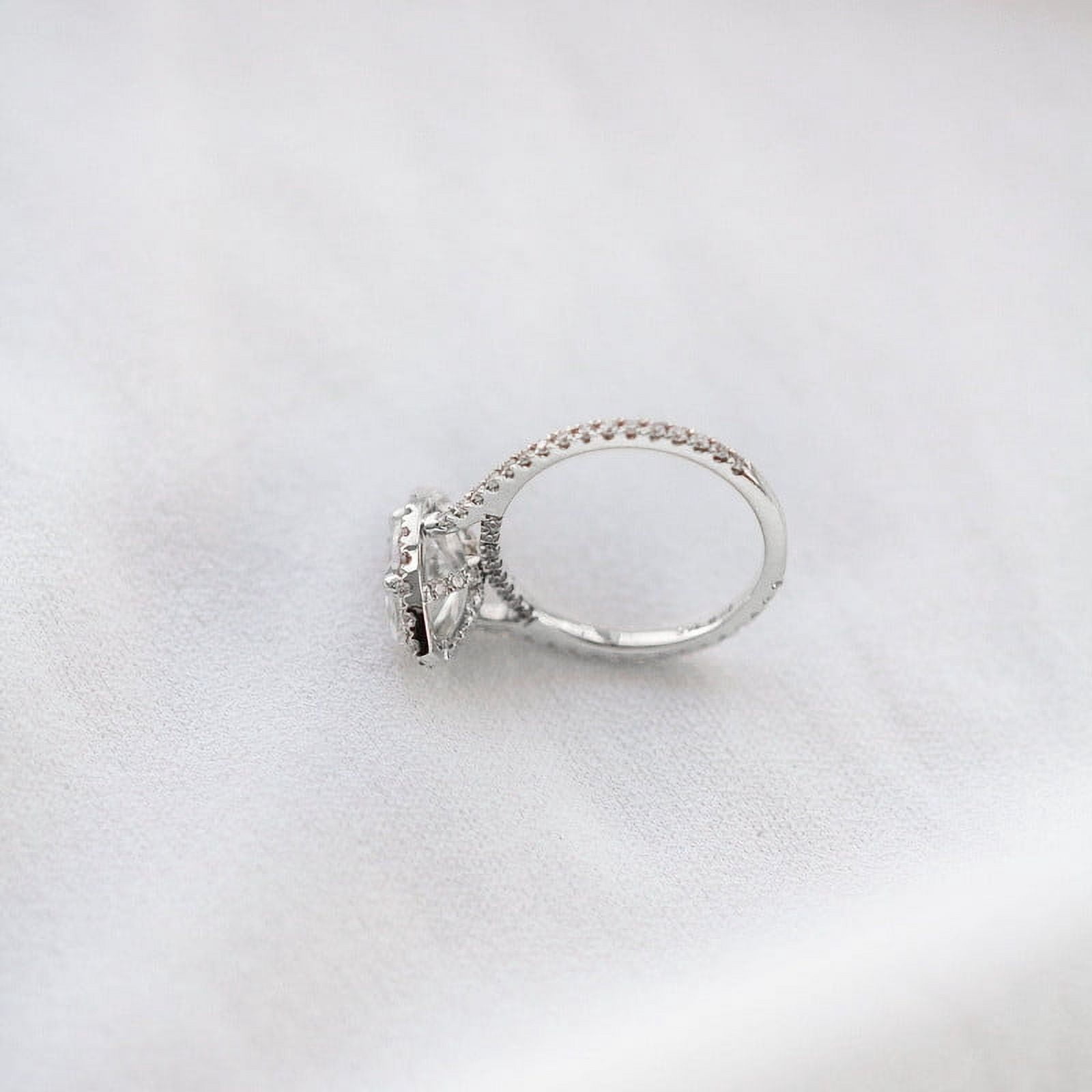 solitaire jewels 1.5CT Marquise Moissanite Halo Engagement Ring For Women, 10K White Gold