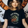 thumbnail image 3 of Christian T-Shirt – The Good News of Jesus Christ, 1 Corinthians 15:1-4 Graphic Tee, Azalea, Size L, 3 of 6