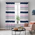 thumbnail image 4 of Pink Grey Striped Kitchen Curtains Window Panels, Farmhouse Stripes Modern Abstract Art Insulated Window Treatment Curtain, Grommet Curtains for Bedroom/Living Room/Bathroom, 2 Piece 42"Wx84"L, 4 of 8