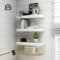 thumbnail image 4 of Bathroom Shelves Over Toilet - Wall Mounted Floating Shelves Toilet Paper Storage Small Modern Decor Shelf 16 inch Set of 3, White and Gold, 4 of 9
