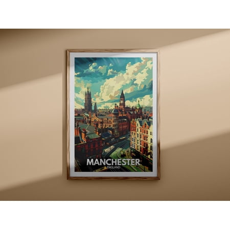 Manchester Print Manchester City Poster Uk Wall Art Unframed Paper Poster 16x20in