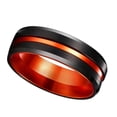 thumbnail image 7 of Wedding Rings For Men & Women 8mm Black Tungsten Band w/ Orange Groove Line, 7 of 7