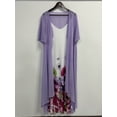 thumbnail image 5 of Nyfairy Women's Plus Size 2 Piece Maxi Dress Set, V Neck Spaghetti Strap Flowy A-Line Dress with Sheer Chiffon Open Front Cardigan, 5 of 5