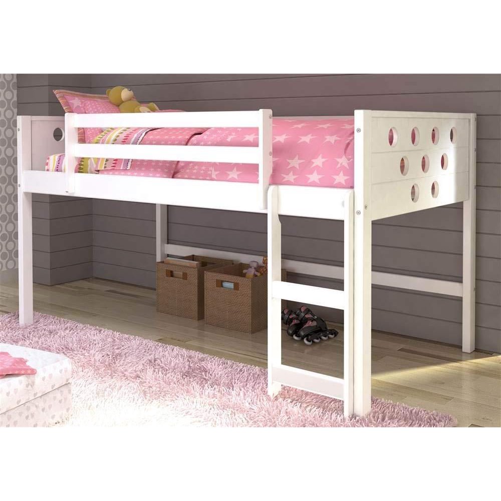 Donco Kids Circles Low Loft BedColorWhite,SizeTwin,StyleNo Tent