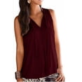 thumbnail image 2 of Lufly Vest for Women Casual V-Neck Sexy Loose Sleeveless Solid Bandage Vest Sling Tops,Wine,XL, 2 of 5