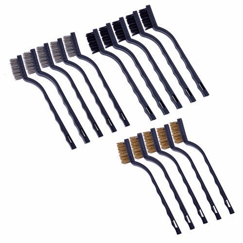 Wideskall Ensemble de Brosses en Nylon, Laiton et Acier Inoxydable pour le Nettoyage des Scories et de la Rouille de Soudure à la Poussière (15 Pièces)