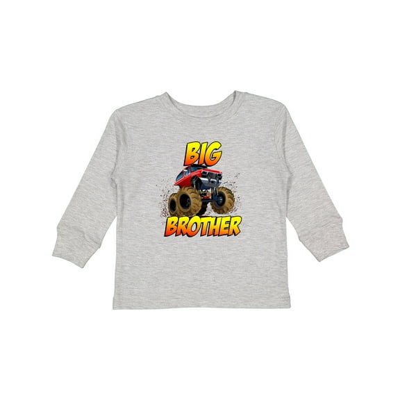 Inktastic Big Brother Monster Truck Boys Long Sleeve Toddler T-Shirt