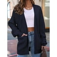 thumbnail image 4 of Womens Oversized Cardigan Soft Knit Cardigan Sweater with Pockets Navy Blue L, 4 of 6