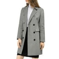thumbnail image 4 of Abrigo de invierno para mujer INSPIRE CHIC con solapa muesca, abrigo de trench de doble botonadura, gris, 4 of 7