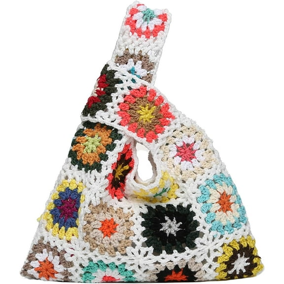 Women's Floral Crochet Tote Bag Clutch Handbag Mini Purse