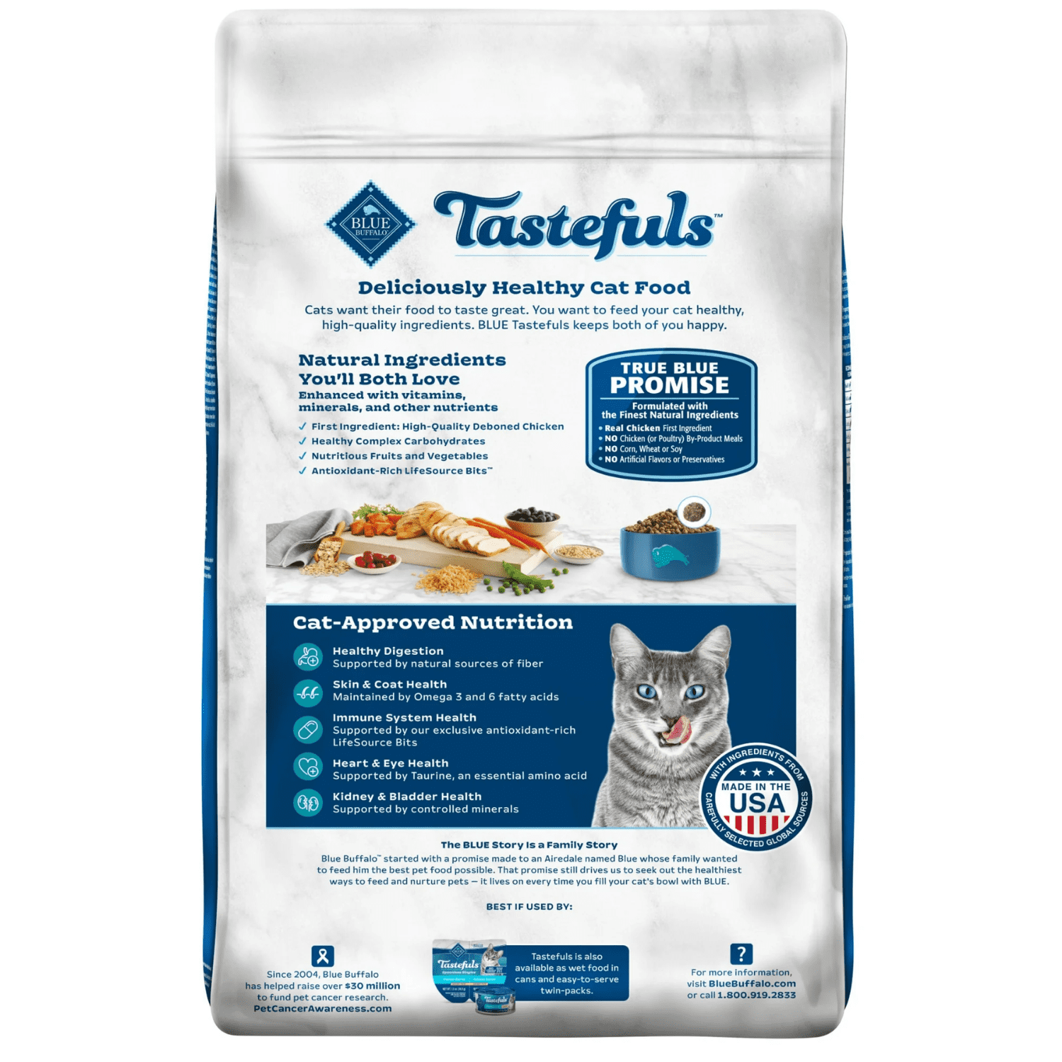 Blue Buffalo Tastefuls Dry Cat Food, Active Adult Cat, Chicken and Brown Rice, 4.5kg