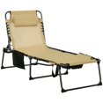 thumbnail image 1 of Outsunny Folding Chaise Lounge, Reclining Tanning Chair, Beige, 1 of 10
