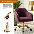thumbnail image 3 of Velvet Office Desk Chair Rolling Vanity Armchair Swivel Adjustable Adult Purple, 3 of 11