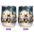 thumbnail image 2 of Happy Halloween Vampire Siamese BOO with Pumpkins Fun and Spooky 12oz Stainless Steel Wine Tumbler Insulated Cup with Lid Cat Lover Kitten Owner Gifts - 00018, 2 of 5