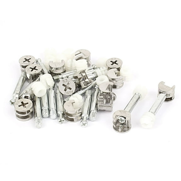 Uxcell Furniture Fixing Screw Cam Bolt Fitting Dowel Pre-Inserted Nut Connector (15 Sets)
