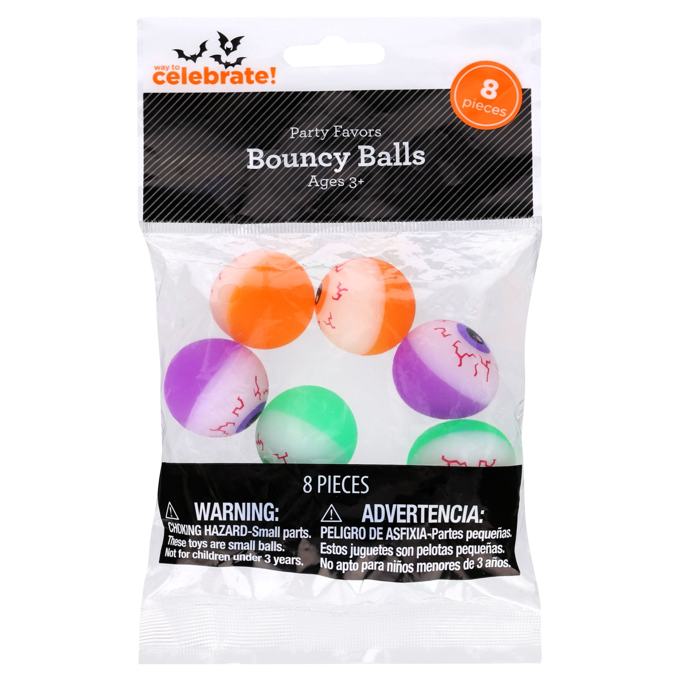 Bouncy Balls Party Favors, Multicolor, 8 Count, Halloween by Way To Celebrate