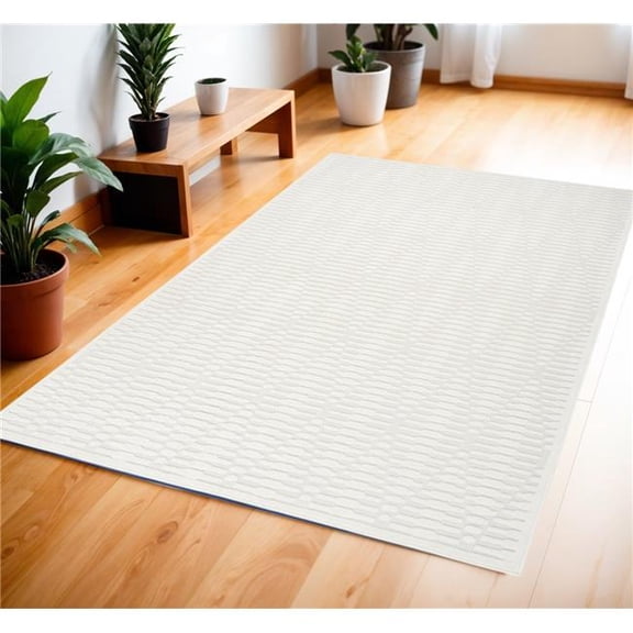 HomeRoots 572479 4 x 6 ft. Geometric Rectangle Area Rug, Ivory