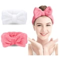 thumbnail image 1 of Diadema de spa – Paquete de 2 bandas para el cabello con lazo para mujer, banda para la cabeza de maquillaje facial, envolturas para la cabeza de forro polar de coral suave para ducha, lavado de cara Ormromra WMPH-827-4, 1 of 7