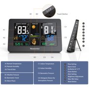 Newentor Home Weather Station, Indoor Outdoor Thermometer with 1 Outdoor Sensor, Black