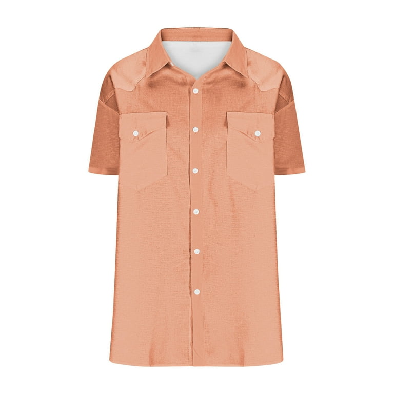 nerohusy Men Linen Button Down Shirt Cowboy Work Shirts