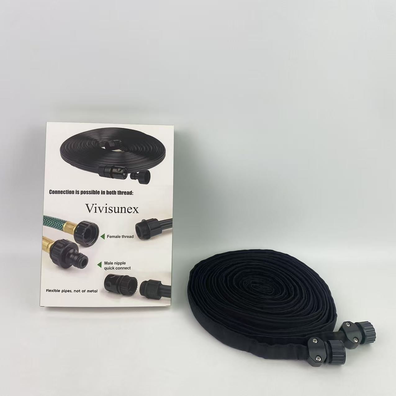 Vivisunex Flexible pipes, not of metal,Flat Soaker Hose for Garden Bed,25 50 75ft 50ft*2 1/2" Linkable Consistent Drip Irrigation Hose (50FT)