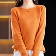 thumbnail image 2 of QASIEATN Sweaters for Graceful Women Fashion, Sweaters Sweater One Neck Solid Color Soft Pullover Sweater, Womens Fall Tops, 2 of 5