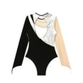 thumbnail image 6 of Manyakai Womens Shiny Gymnastics Leotard Metallic Contrast Color Long Sleeve Bodysuit for Performance Silver XXL, 6 of 7