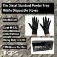 thumbnail image 3 of Diesel Standard, Black Nitrile Powder Free Gloves, 3.5 MIL, Ambidextrous, 100 Gloves Per Box, Sold by Box (Large), 3 of 6