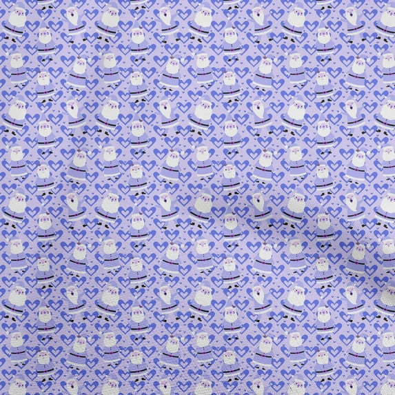 oneOone Viscose Jersey Dusty Violet Fabric Santa Claus With Hearts Diy Clothing Quilting Fabric Print Fabric By Yard 60 Inch Wide
