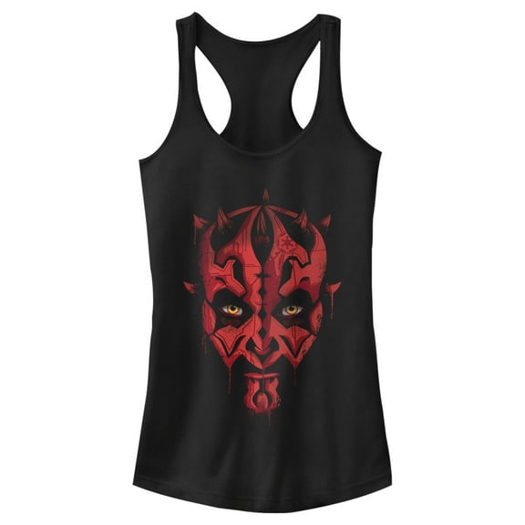 Junior's Star Wars Darth Maul Portrait Racerback Tank Top Black 2X Large