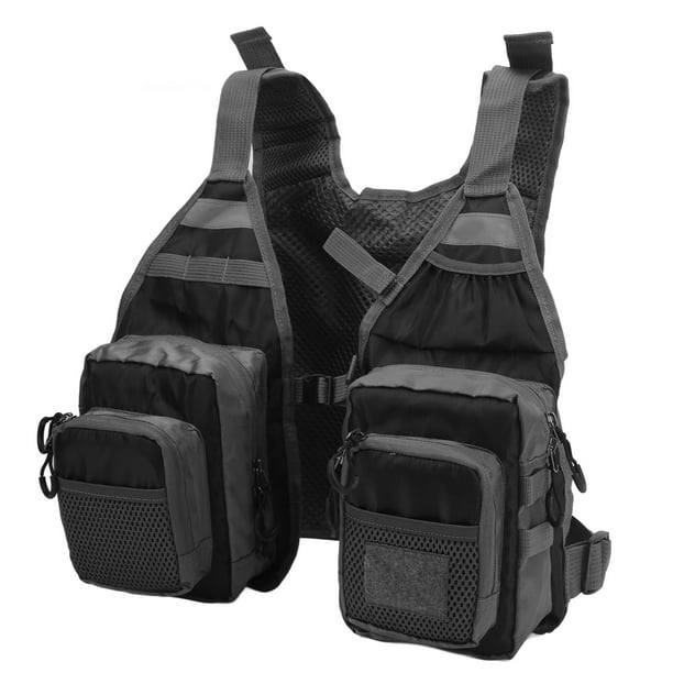Black Fishing Vest, Fishing Vest Adjustable Shoulder Strap Breathable  Durable Lightweight For Fly Fishing 
