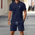 thumbnail image 2 of CONFREE Mens 2 Peice Shorts Sets Casual Men's Summer Outfits Set Graphic Polo Shirts Shorts Athletic Sweat Suit for Men, 2 of 6