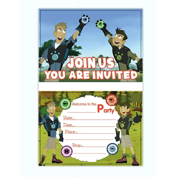 Wild Kratts Invitations Cards Stock Bulk Birthday Invite Fill-in Party Supplies Decorations for Boys Girls