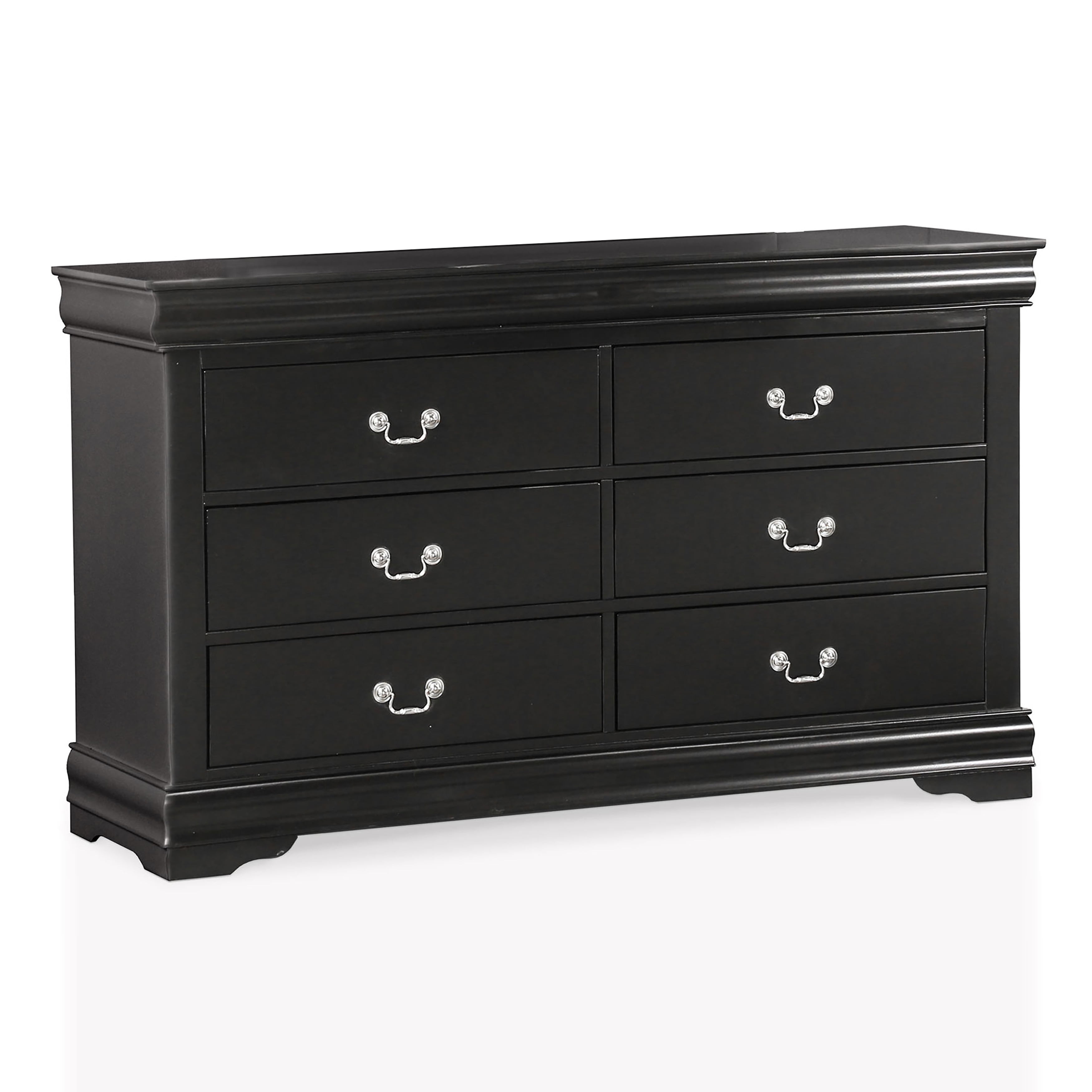 Furniture of America Vrai 6-Drawer Solid Wood Black Dresser