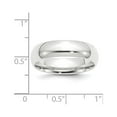 thumbnail image 3 of Platinum Solid Polished 6mm Half-Round Comfort-Fit Lightweight Band Ring Size 7.5 Ring for Women and Men, 3 of 5