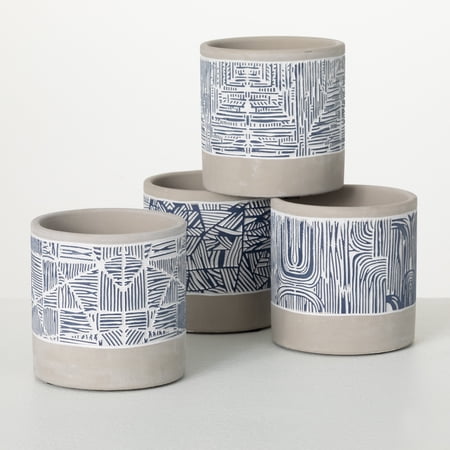 4.75 H Sullivans Abstract Cement Pot Set of 4  Multicolored
