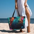 thumbnail image 6 of Kdxio Colorful Flower Bird for Beach Bag for Women Large Beach Tote Bag Waterproof Sandproof Swim Bag with Zipper Pockets Beach Vacation Travel, 6 of 7