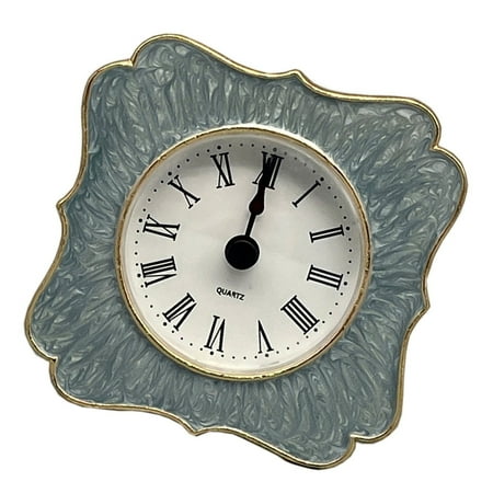 Gieenan Desk Clock Vintage European Enamel Painted Metal Table Clock Home Decoration