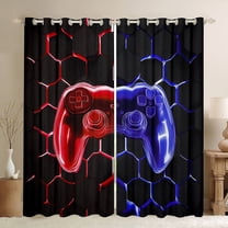 jejeloiu Kids Gamepad Controller Black Out Curtains,Console Gamer Gaming Curtains Pack of 2 (42x63 Each),Red Bpurple Ombre Bedroom Curtains For Boy,Microfiber Bedroom Decor