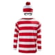 thumbnail image 2 of ¿Dónde está Waldo ahora? Disfraz de Cosplay de rayas rojas y blancas, camiseta para hombre adulto, suéter, sombrero y gafas para traje de fiesta de Navidad y Halloween, 2 of 4