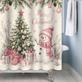 thumbnail image 3 of Tchckioa Merry Christmas Pink Shower Curtain,72x72 Inch Privacy Protection Hooks Bath Curtain for Bathtub, 3 of 6