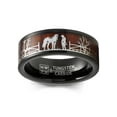 thumbnail image 1 of Mens Black Tungsten Horse Equestrian Ring Wedding Band Wood Rancher Stallion Brown, 1 of 3