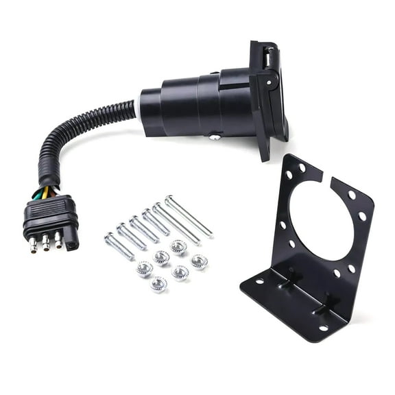 4 Pin to 7 Way Blade RV Trailer Plug Adapter Tow Truck Light Wire Connector