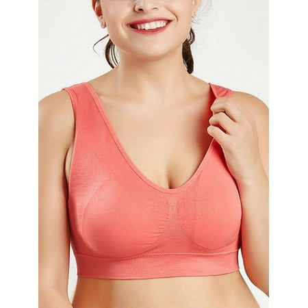 

JustVH Women Seamless High Stretch Sports Casual Underwear Chest Pad Full Cup Shockproof Quick-drying Bra