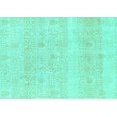 thumbnail image 1 of Ahgly Company Machine Washable Indoor Rectangle Abstract Turquoise Blue Modern Area Rugs, 5' x 7', 1 of 4
