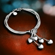 XiangDd New Fashion Women Girls Sterling Silver Plated Heart Bracelet Jewelry