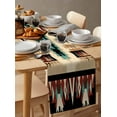 thumbnail image 6 of Turquoise Aztec Table Runner-Cotton Linen- 120 Inch Holiday Dresser Scarves, Boho Southwestern Vintage Tribal Ethnic Tablerunner for Kitchen Coffee/Dining Living Room Dinner Scarf Décor 13x120, 6 of 9
